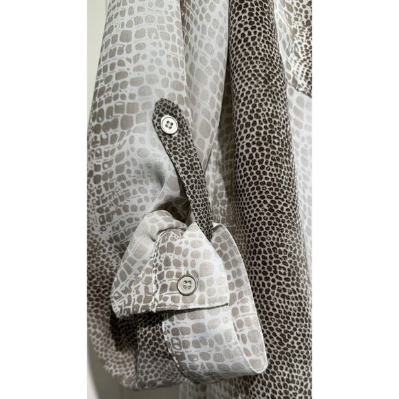 NOTATIONS Animal Print Top Natural Colors Women's Semi-Sheer Sz M - Picture 5 of 10